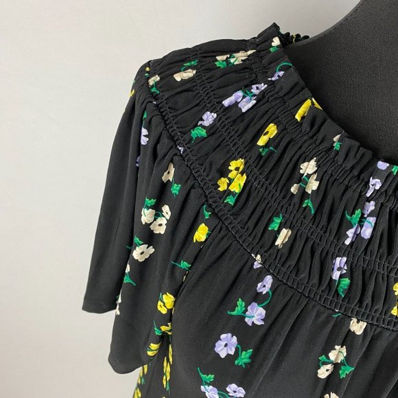 Ann Taylor S Floral Patterned Off The Shoulder Short Sleeve Blouse Top - Picture 5 of 12